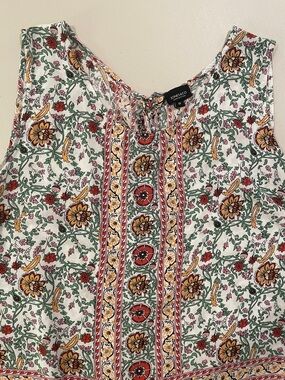 Jones & Co White Floral Print Sleeveless Boho Tank